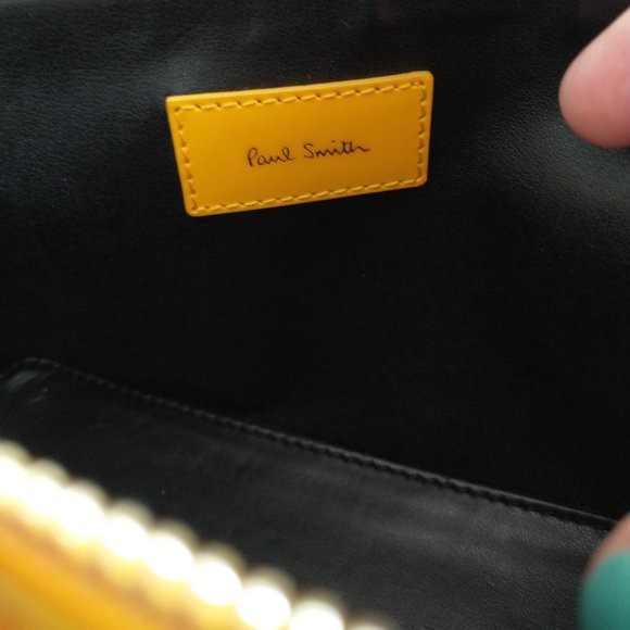 Paul Smith NWOT No 9 Women's Yellow Leather Cosmetic Bag Clutch with box - Picture 9 of 16